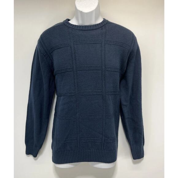 Mens Eight Bells Pullover Knit Sweater Navy Blue Long Sleeve Cotton Medium - Picture 1 of 6